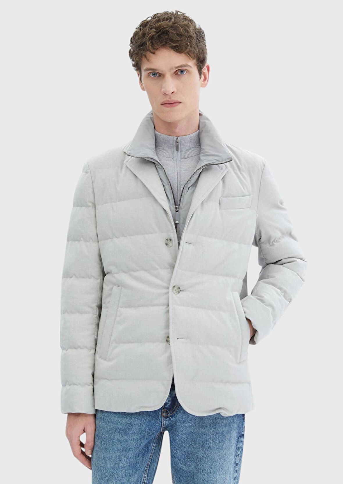 Açık Gri Regular Fit Spor Ceket