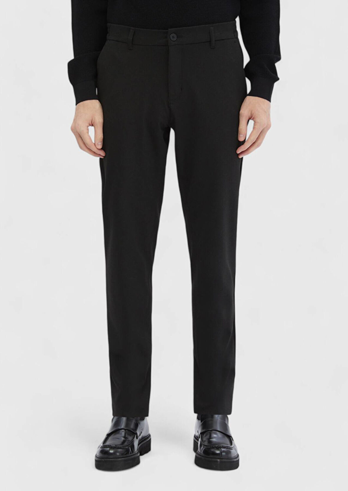 Antrasit Çizgili Örme Jogging Fit Casual Pantolon