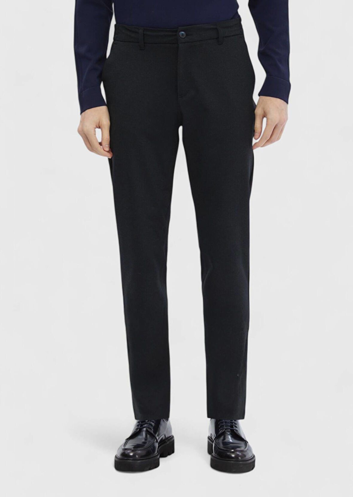 Lacivert Çizgili Örme Jogging Fit Casual Pantolon