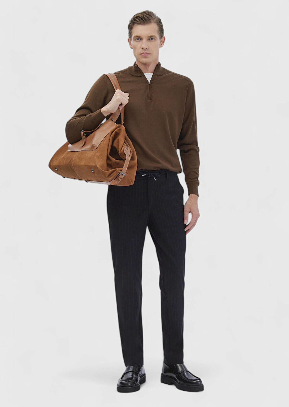 Lacivert Çizgili Dokuma Jogging Fit Casual %100 Pamuk Pantolon