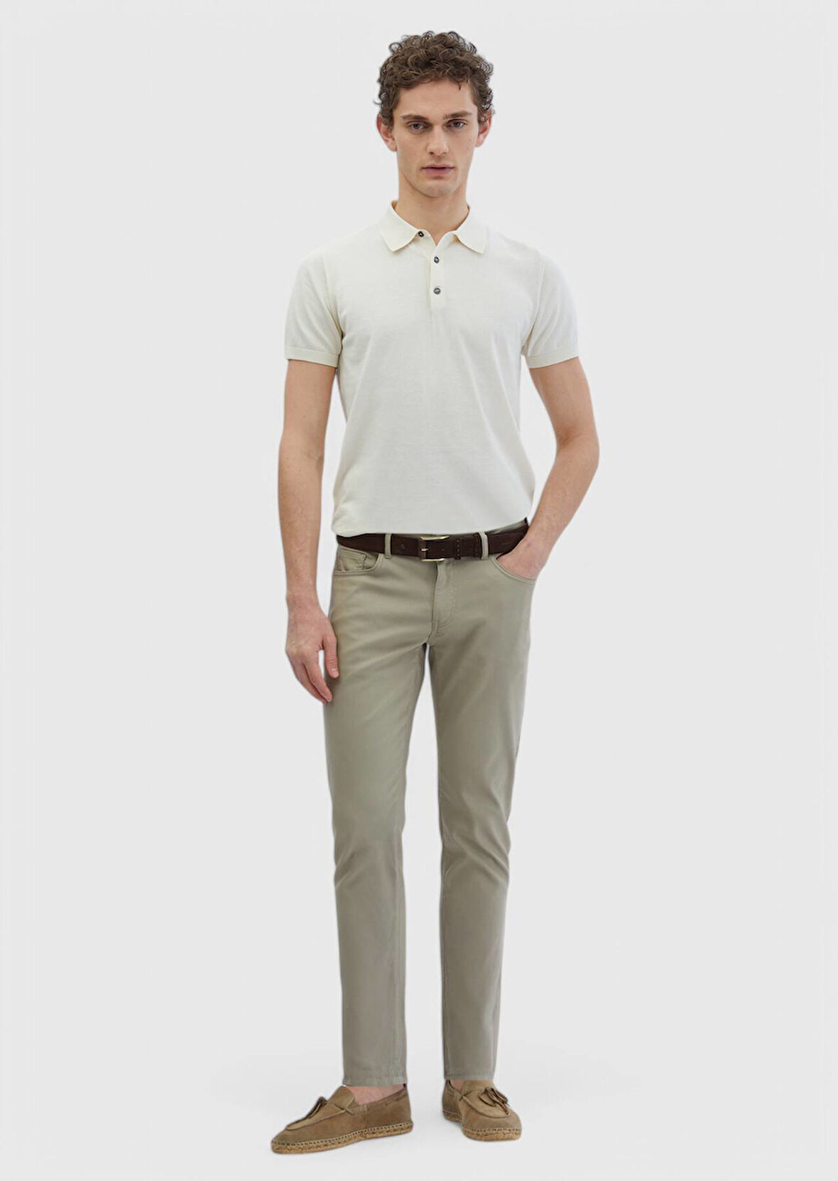 Vizon Düz Dokuma Slim Fit Casual Pamuk Karışımlı Pantolon