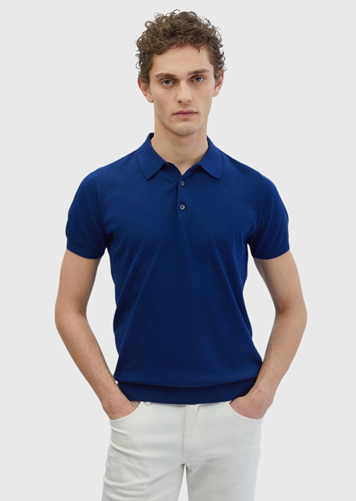 Saks Polo Yaka %100 Pamuk Triko