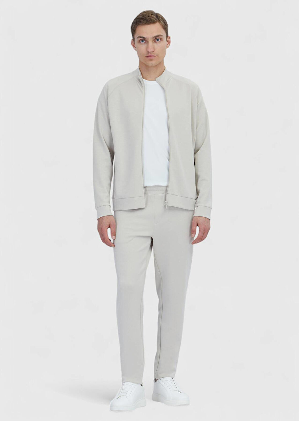 Taş Dik Yaka Düz Sweatshırt