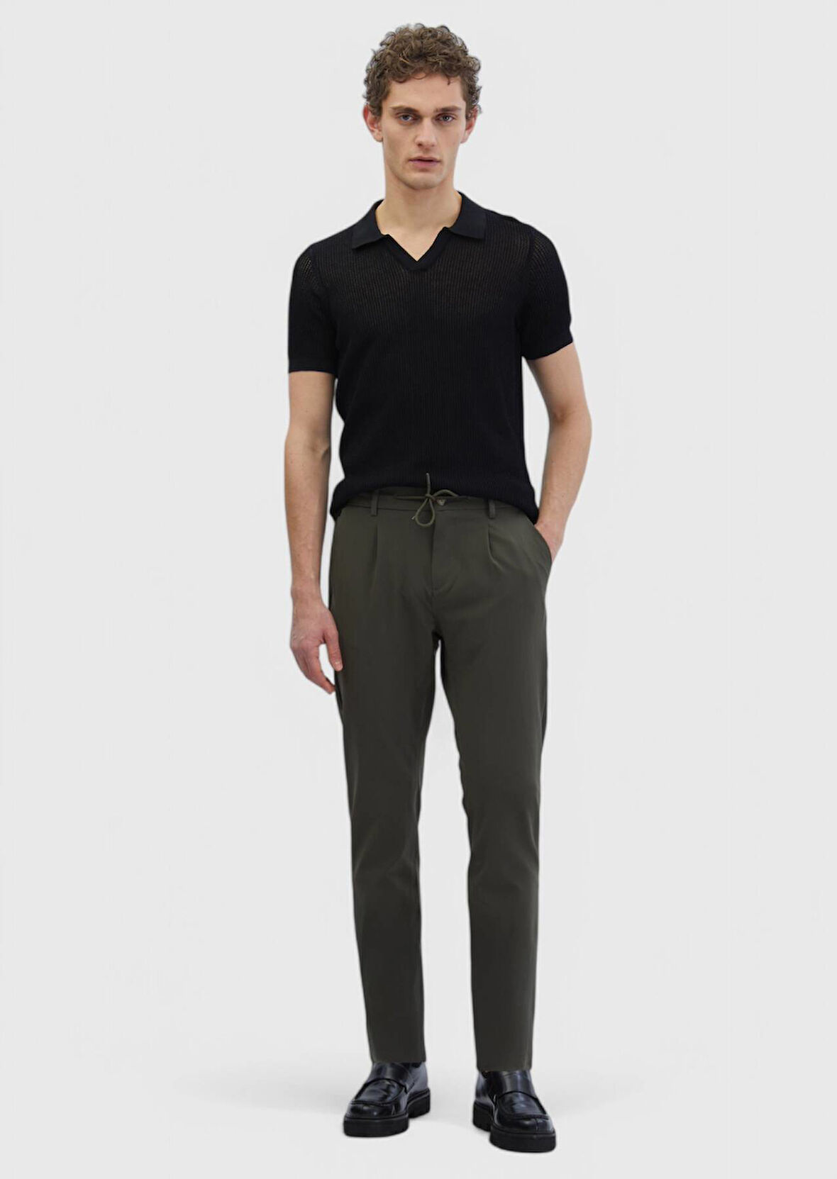 Haki Düz Dokuma Jogging Fit Casual Pantolon