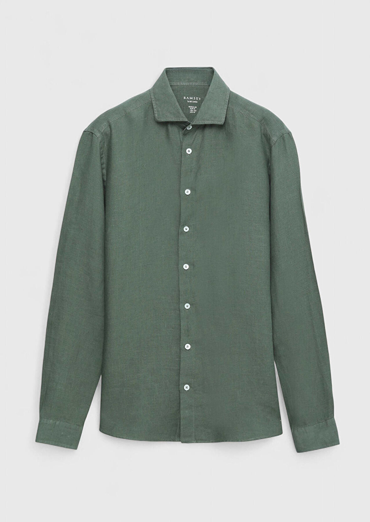 Haki Düz Casual Fit Dokuma Casual %100 Keten Gömlek