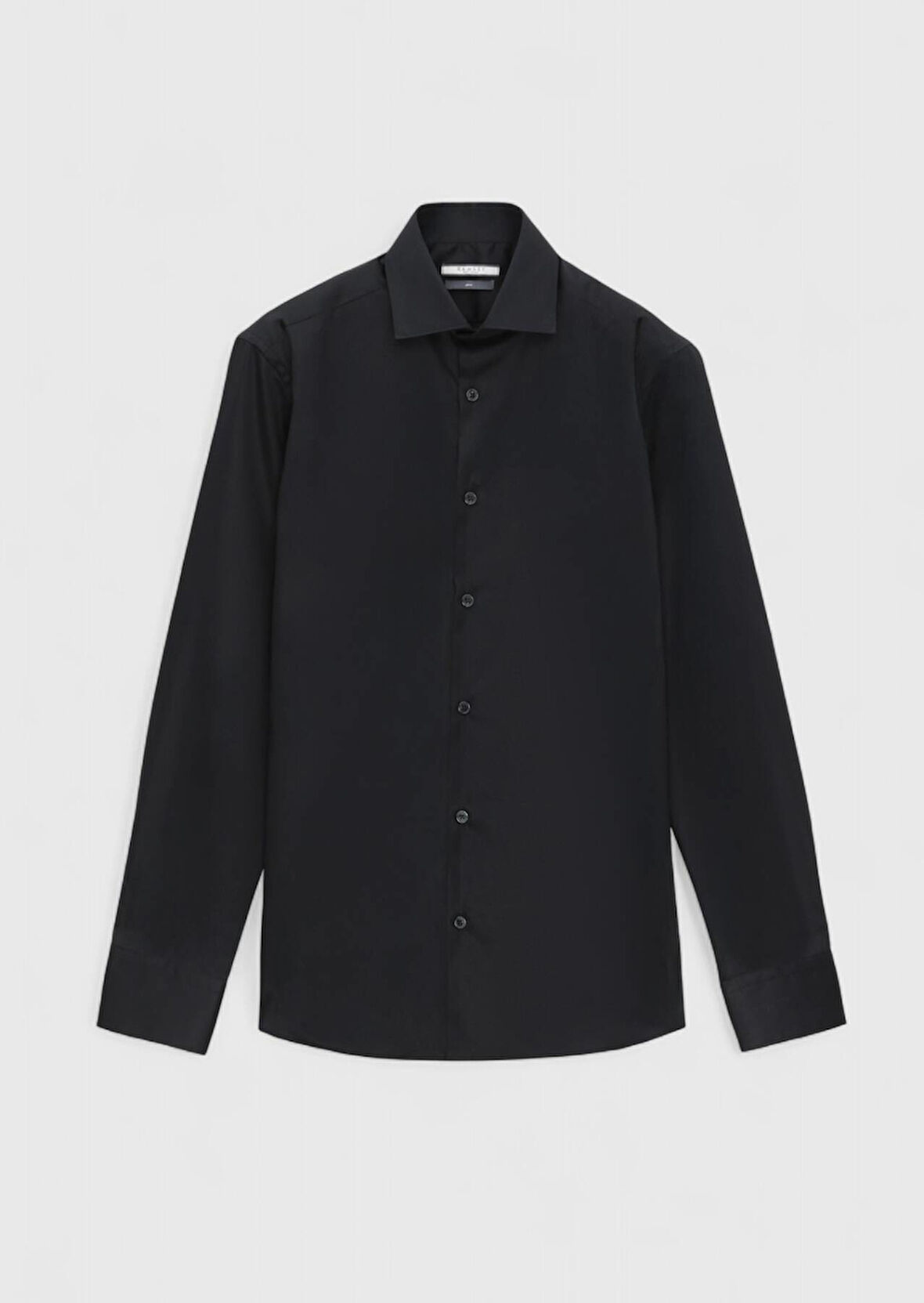 Siyah Düz Slim Fit Dokuma Klasik %100 Pamuk Gömlek