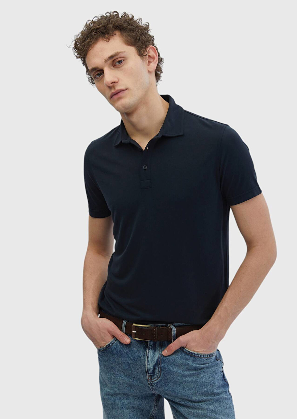 Siyah Düz Polo Yaka T-Shirt