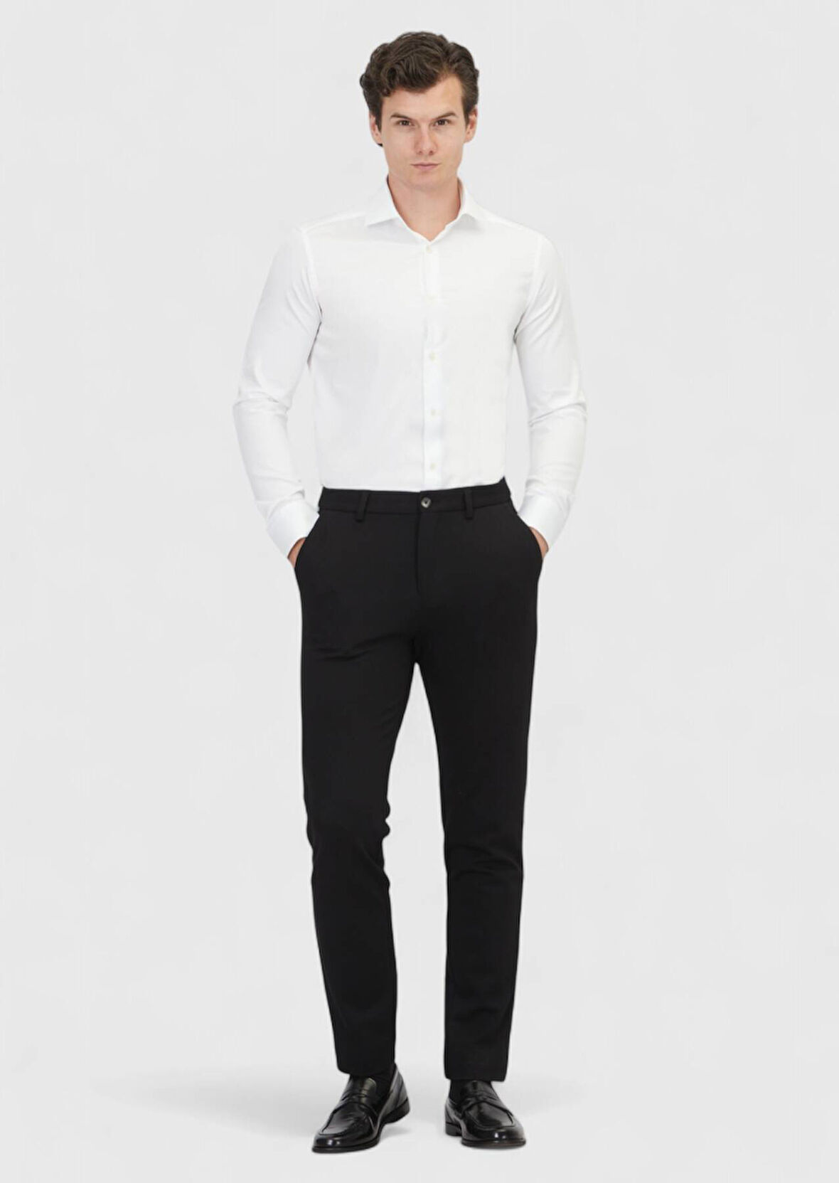 Siyah Düz Örme Jogging Fit Casual Pantolon