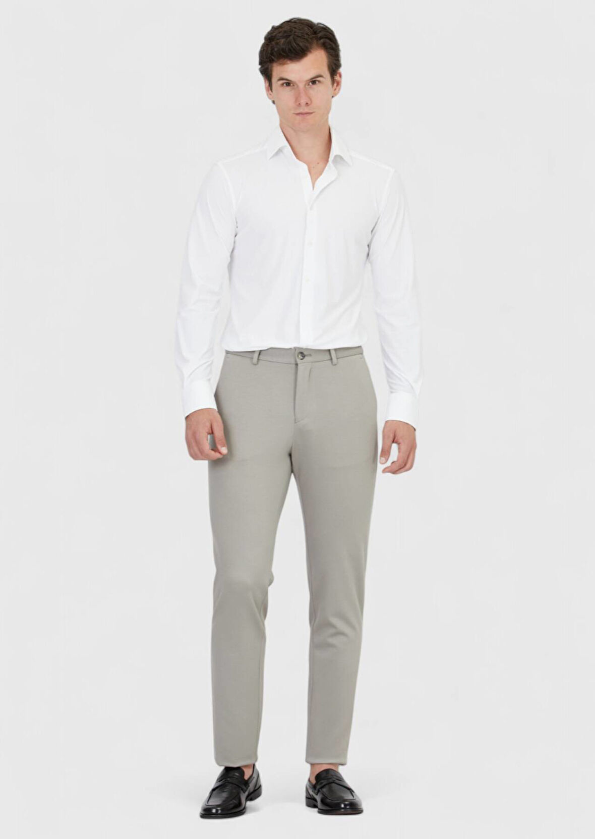 Gri Düz Örme Jogging Fit Casual Pantolon