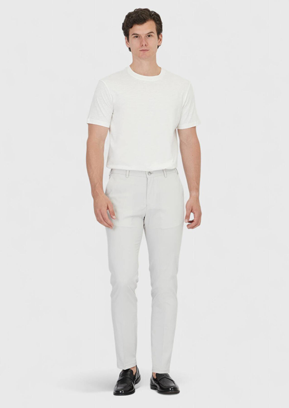 Açık Gri Düz Dokuma Jogging Fit Casual Pantolon