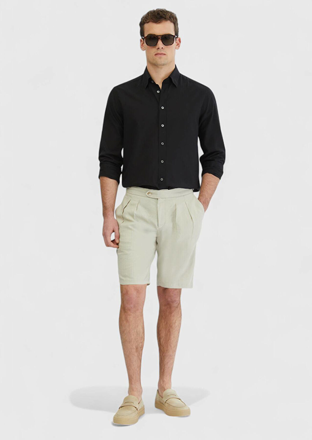 Siyah Düz Casual Fit Dokuma Casual %100 Pamuk Gömlek