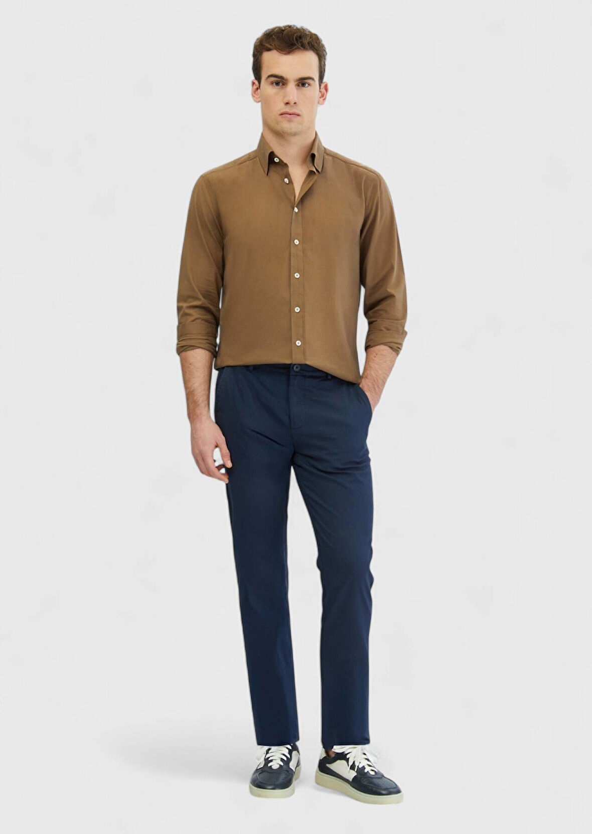 Vizon Düz Casual Fit Dokuma Casual %100 Pamuk Gömlek