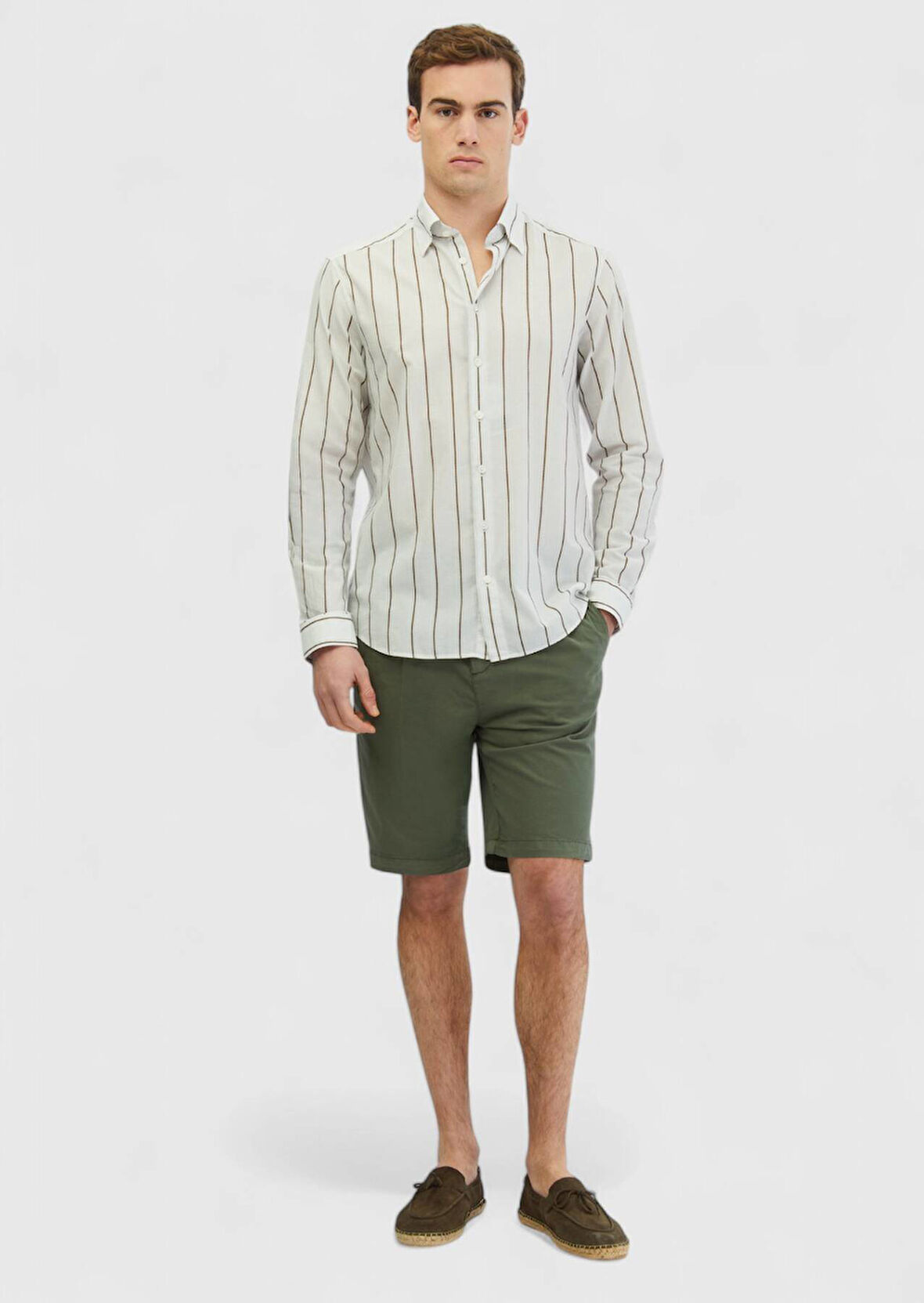 Açık Gri Baskılı Casual Fit Dokuma Casual %100 Pamuk Gömlek