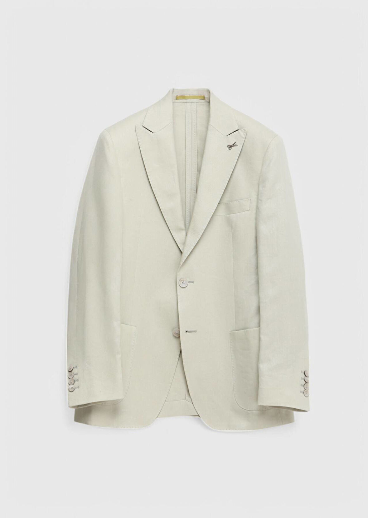 Bej Düz Zeroweight Slim Fit %100 Keten Takım Elbise