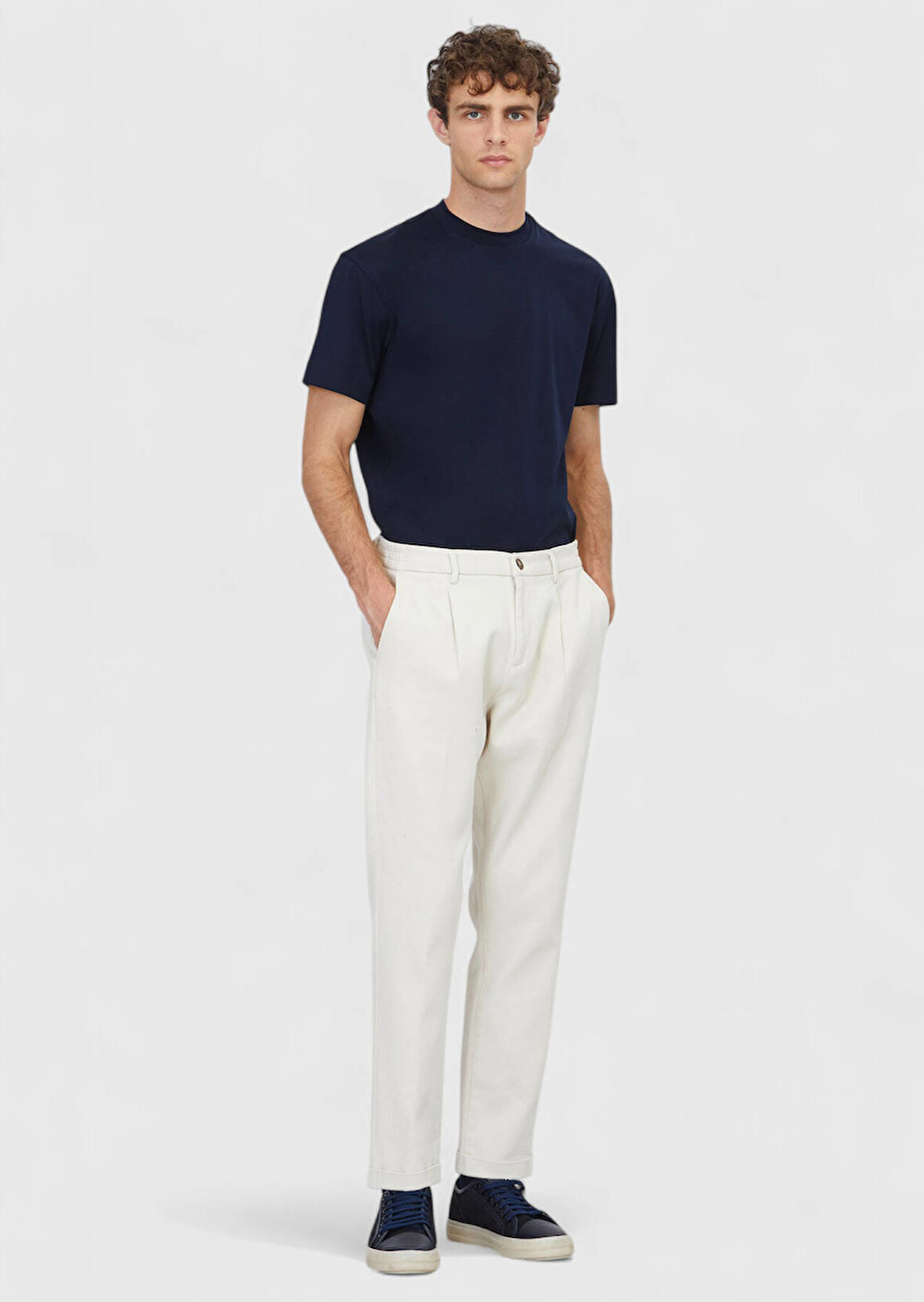 Bej Düz Dokuma Jogging Fit Casual Pamuk Karışımlı Pantolon