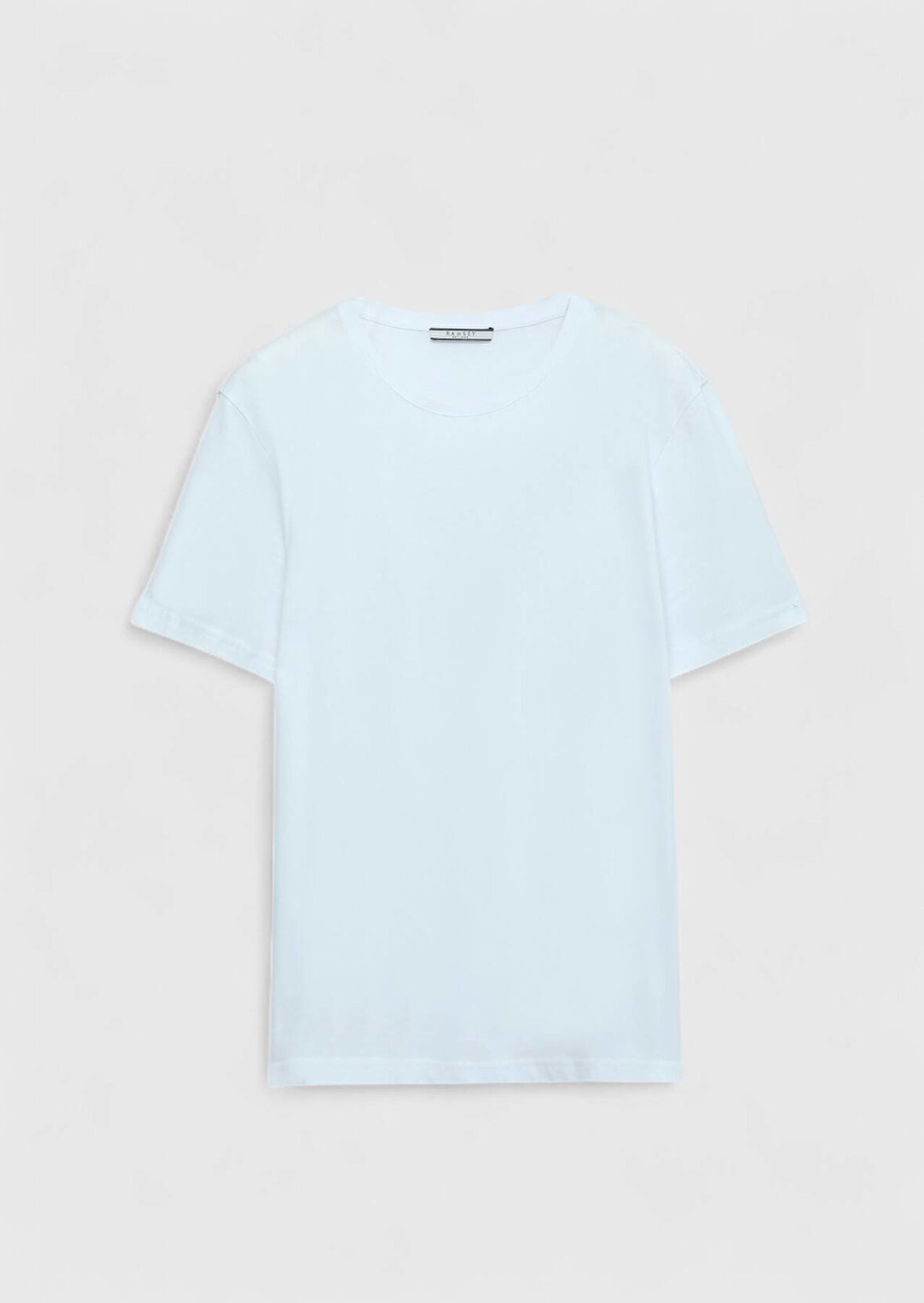 Beyaz Düz Bisiklet Yaka %100 Pamuk T-Shirt