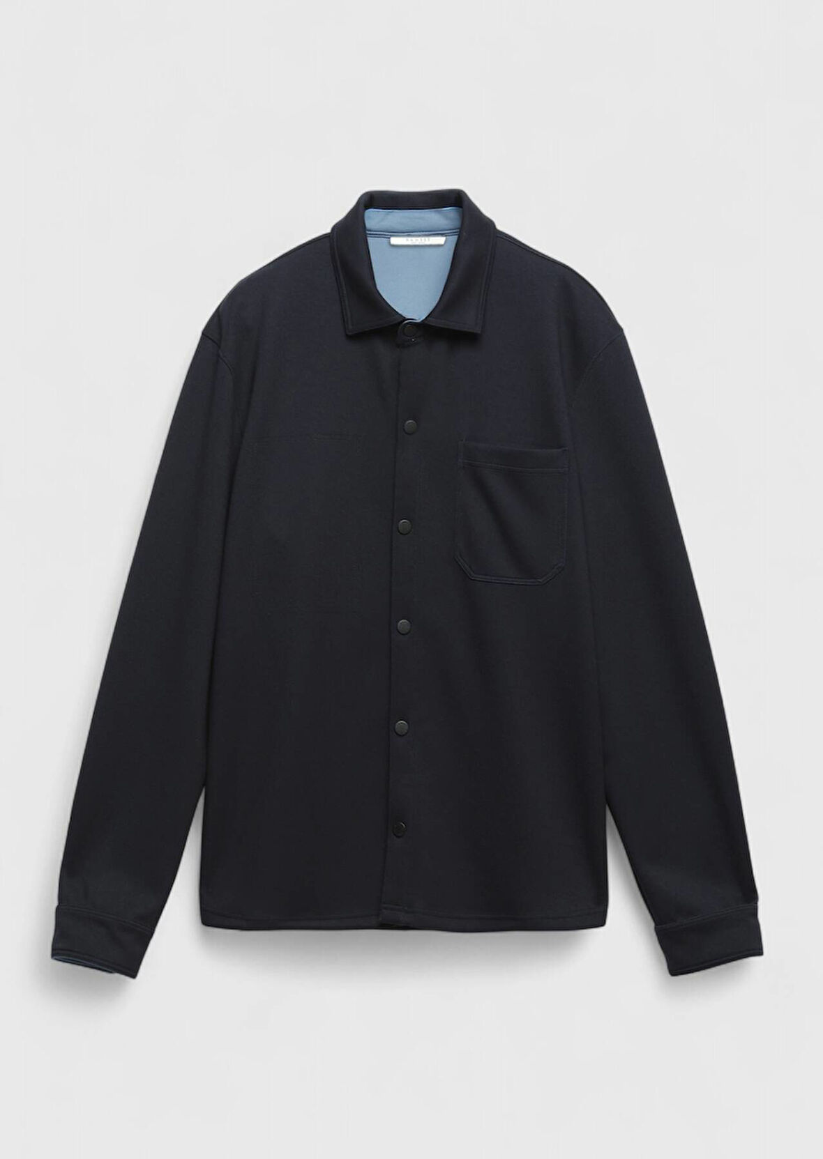 Lacivert Polo Yaka Düz Sweatshırt