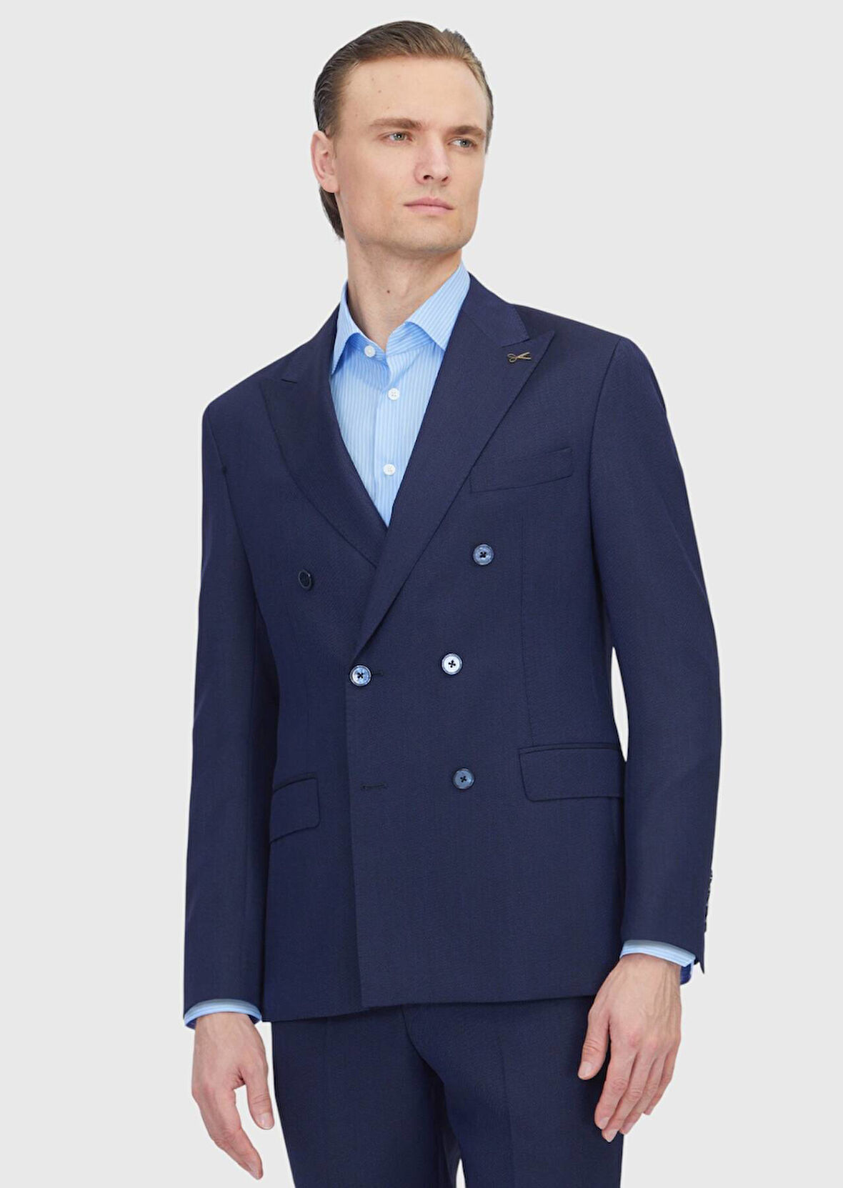 Lacivert Zeroweight Slim Fit Yün Karışımlı Takım Elbise