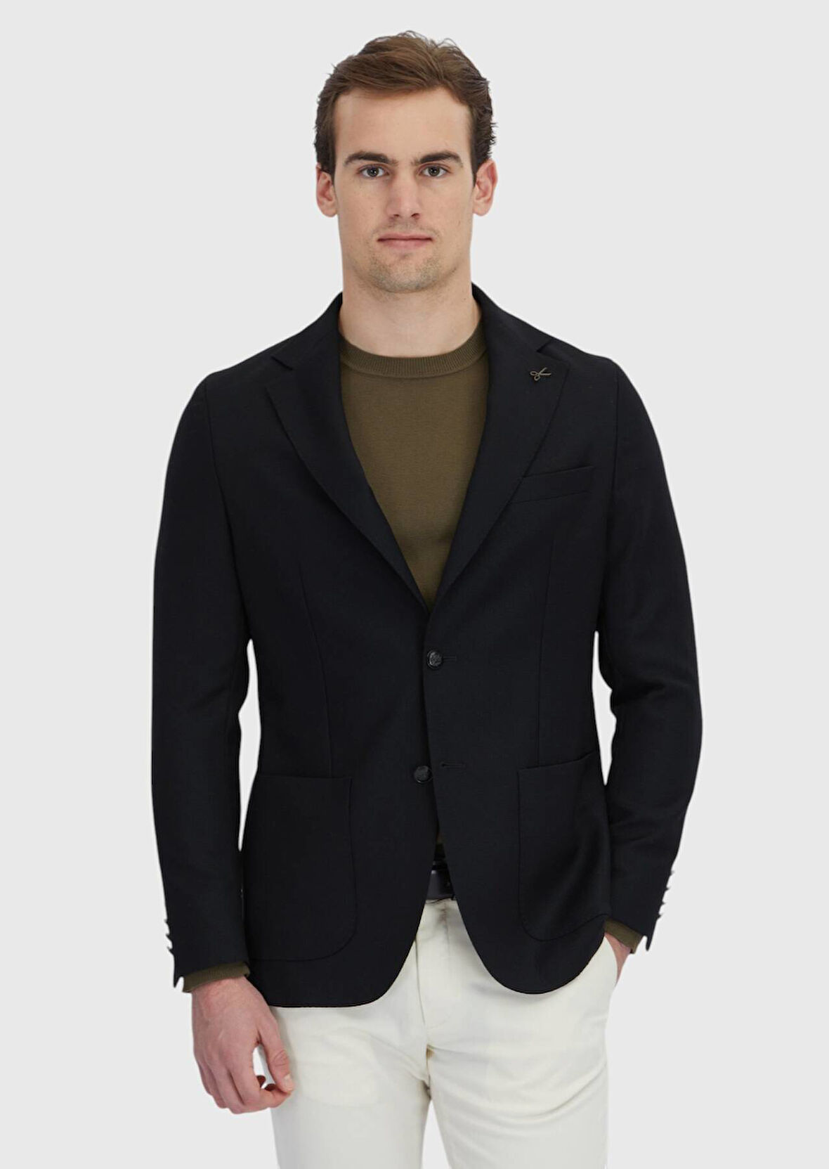 Siyah Düz Comfort Fit %100 Yün Ceket