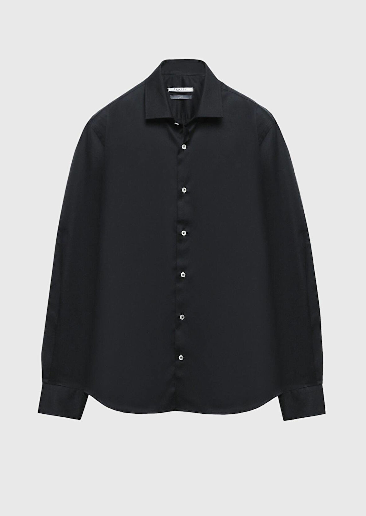 Siyah Regular Fit Dokuma Klasik %100 Pamuk Gömlek