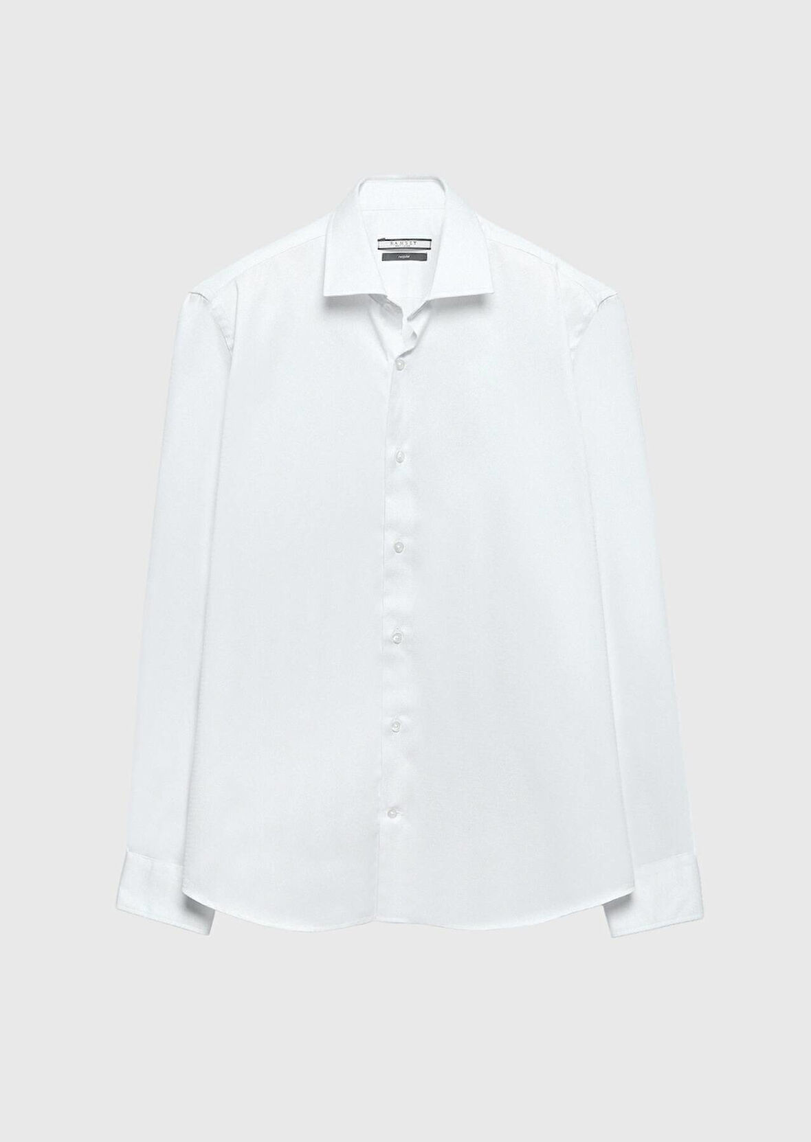 Beyaz Regular Fit Dokuma Klasik %100 Pamuk Gömlek