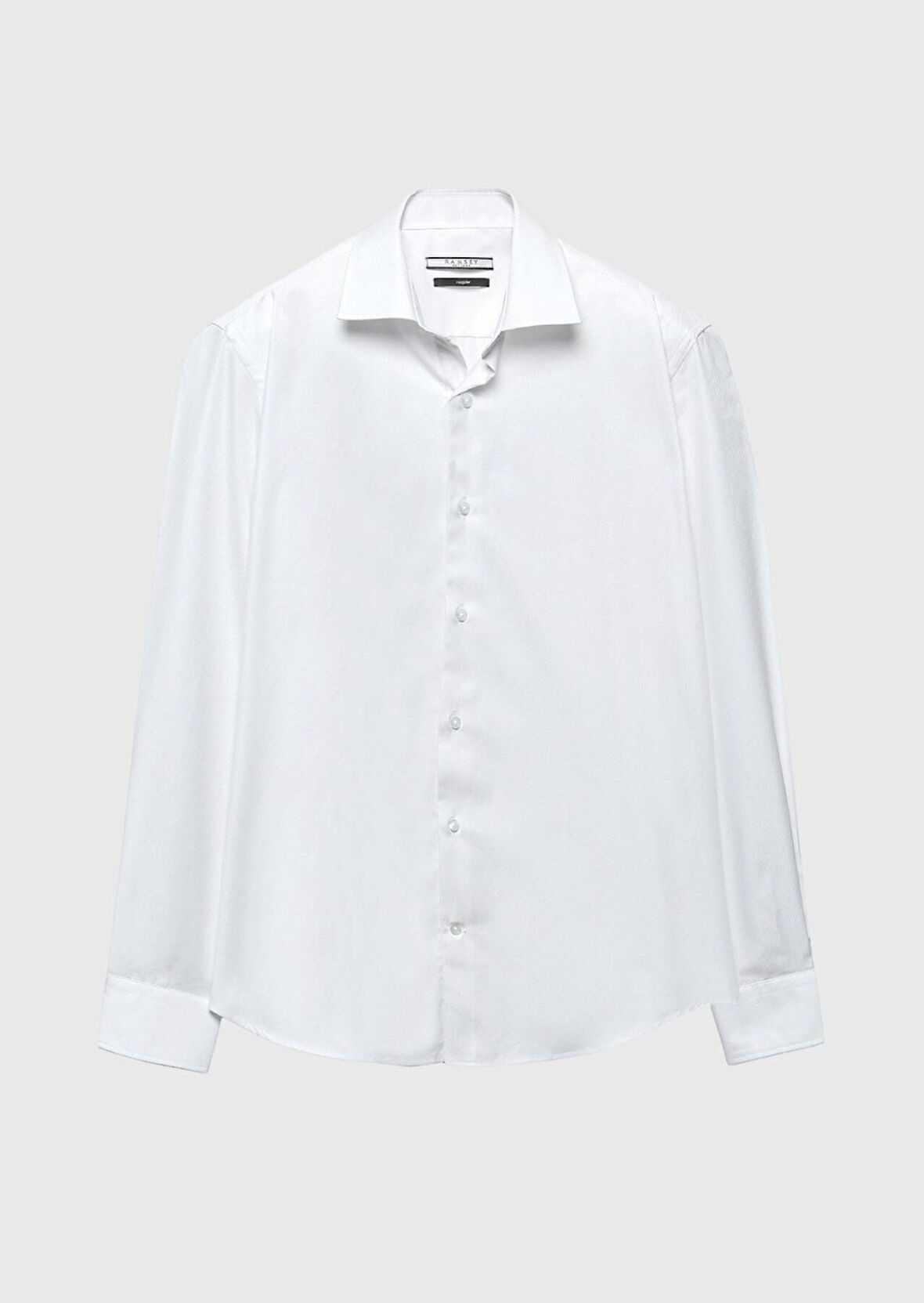 Beyaz Regular Fit Dokuma Klasik %100 Pamuk Gömlek