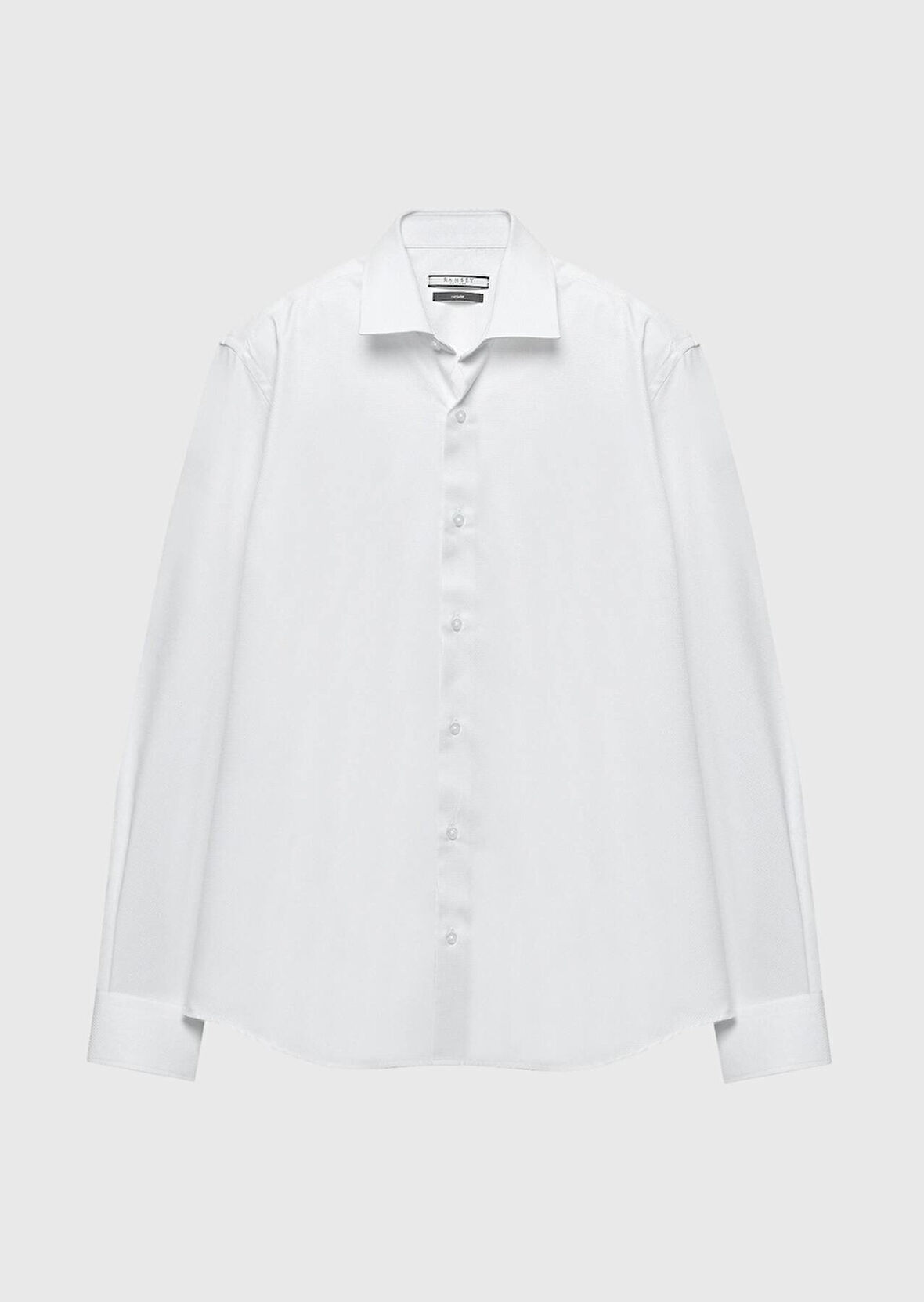 Beyaz Regular Fit Dokuma Klasik %100 Pamuk Gömlek