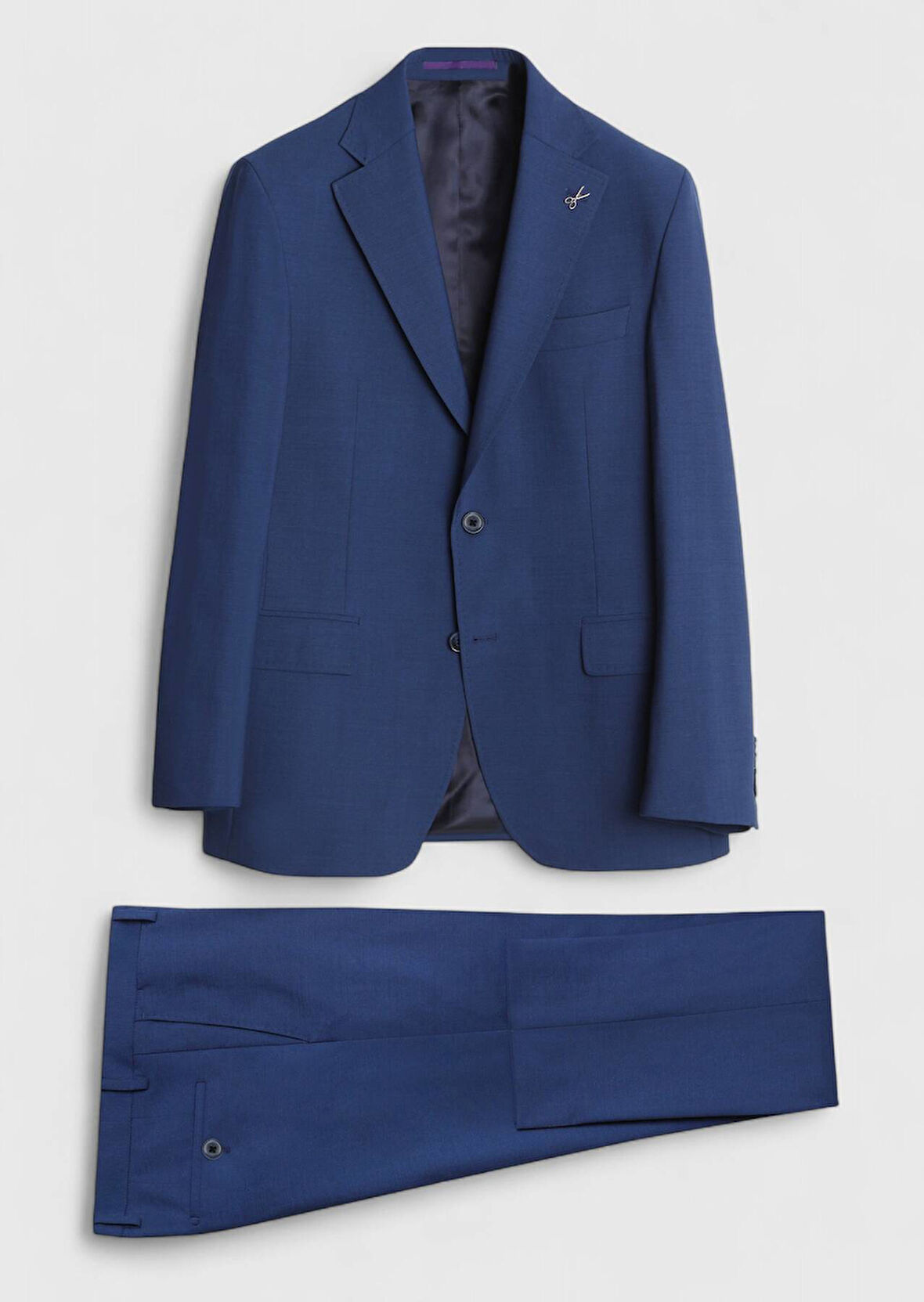 Lacivert Düz Zeroweight Slim Fit Yün Karışımlı Takım Elbise