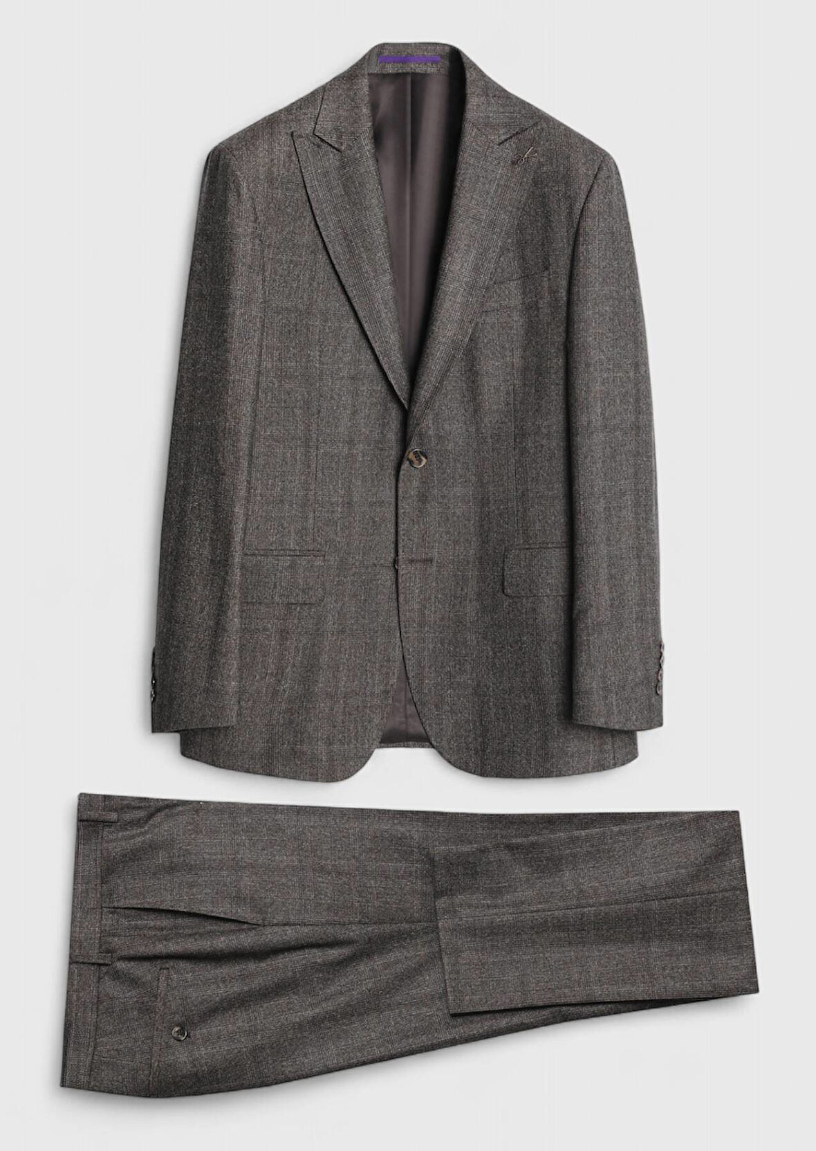 Vizon Kareli Zeroweight Slim Fit %100 Yün Takım Elbise