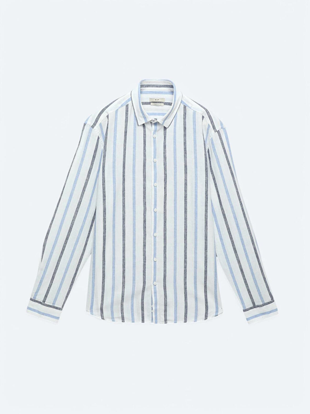 Lacivert Çizgili Regular Fit Dokuma Casual Pamuk Karışımlı Gömlek