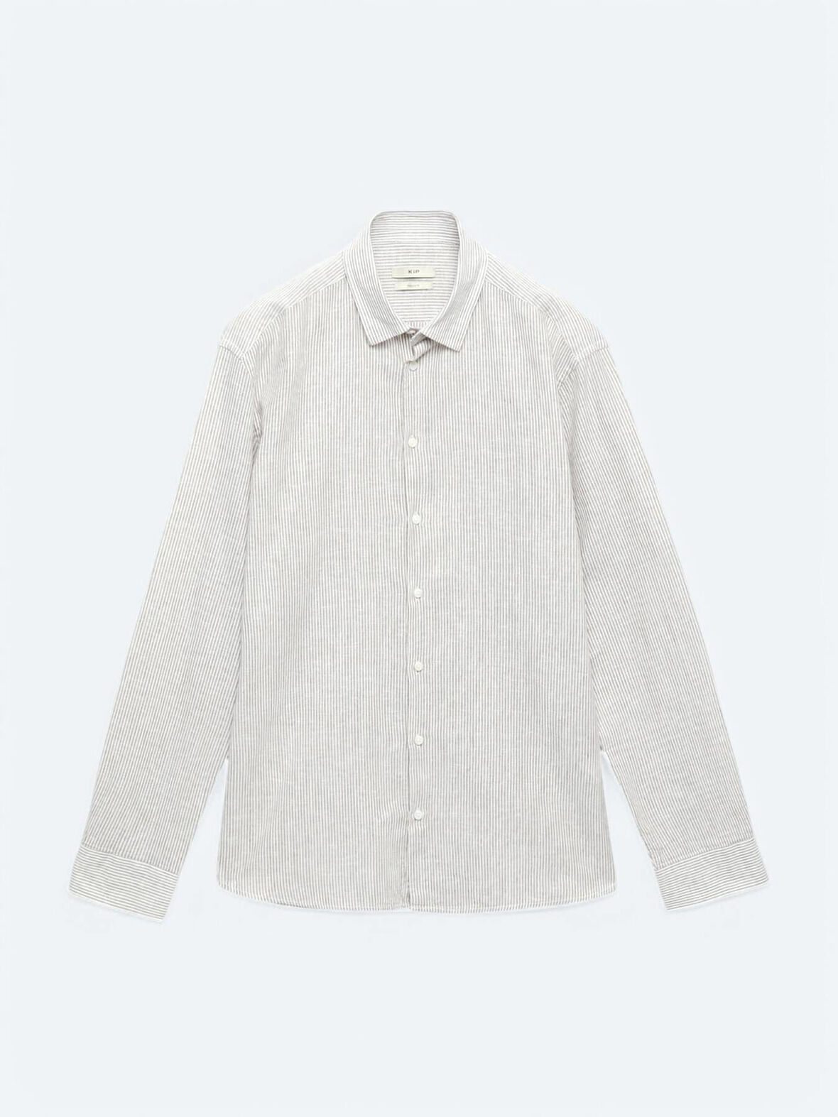 Açık Kahve Çizgili Regular Fit Dokuma Casual Pamuk Karışımlı Gömlek