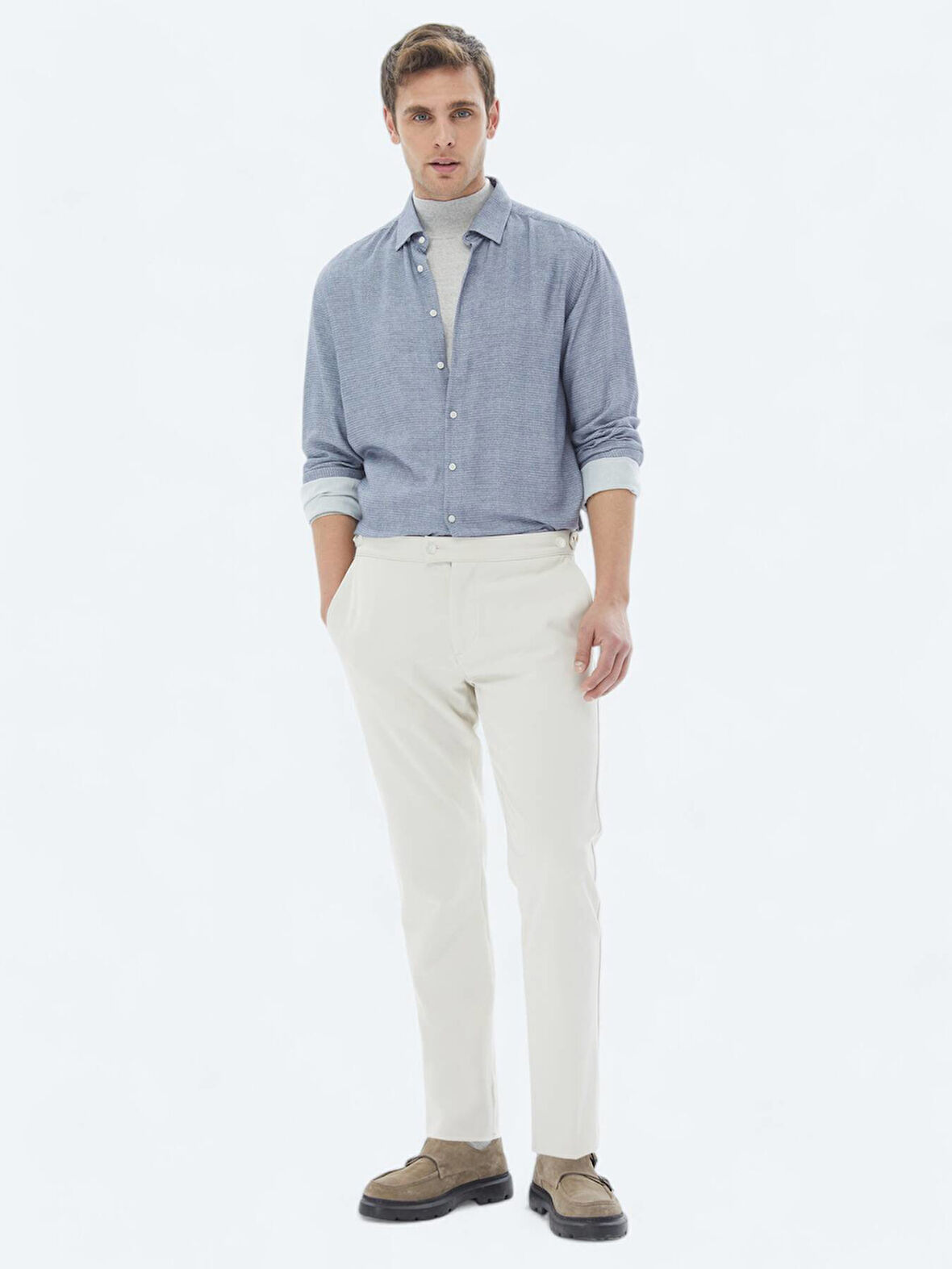 Bej Dokuma Loose Fit Casual Pantolon