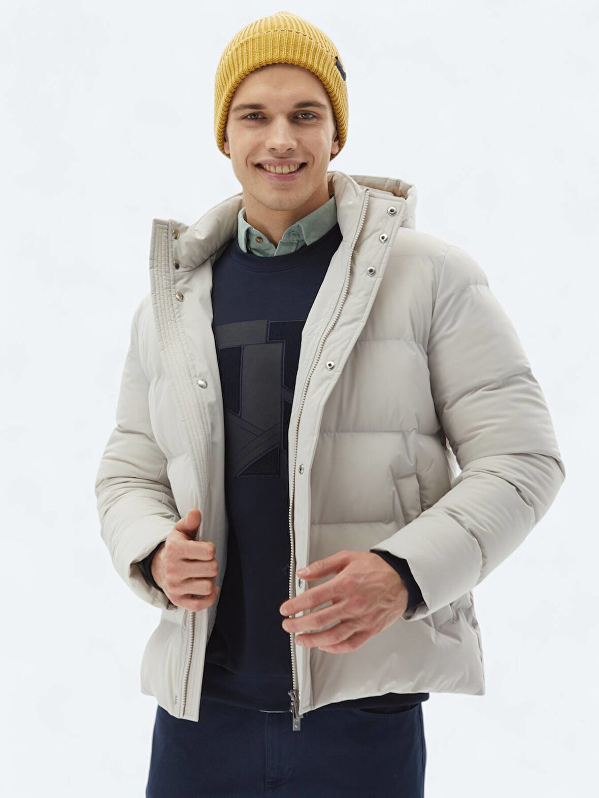 Taş Regular Fit Casual Dokuma Mont