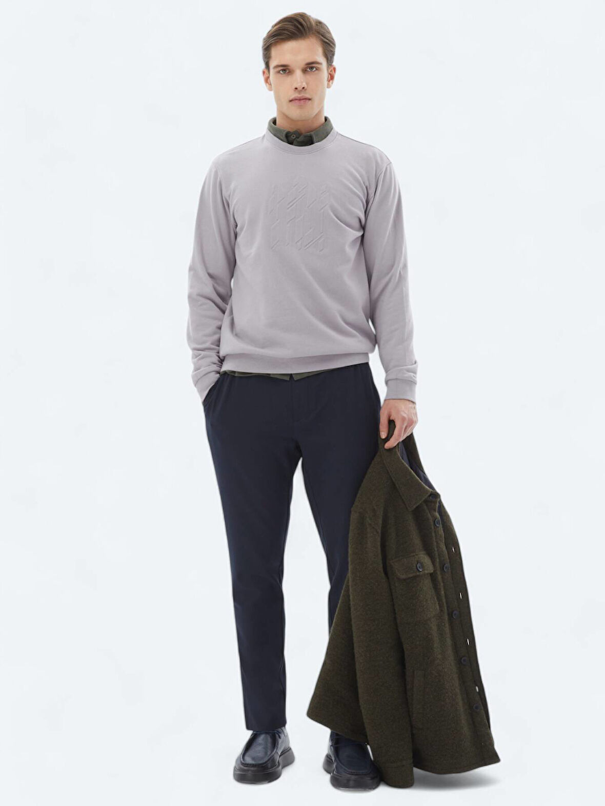 Lacivert Dokuma Jogging Fit Casual Pantolon