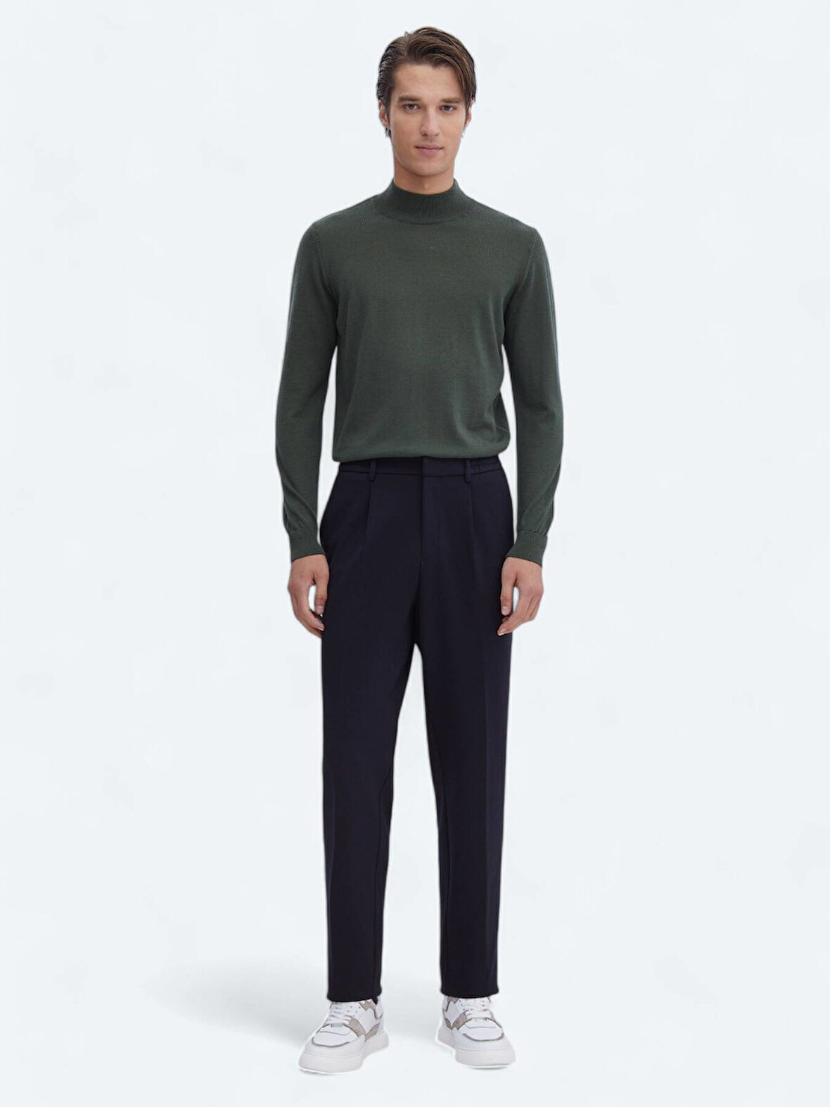 Lacivert Örme Carrot Fit Casual Pantolon