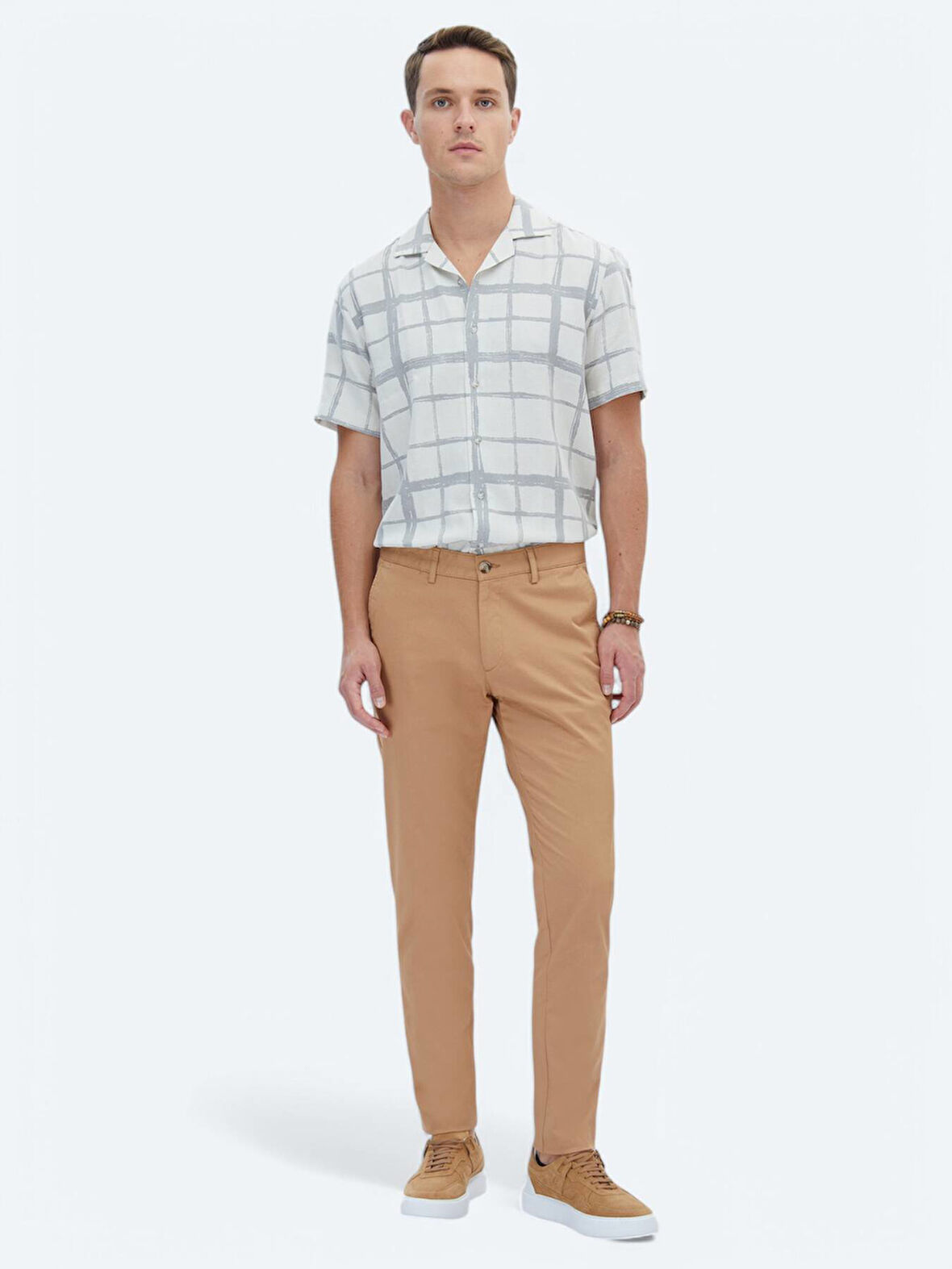 Deve Tüyü Dokuma Regular Fit Casual Pamuk Karışımlı Pantolon
