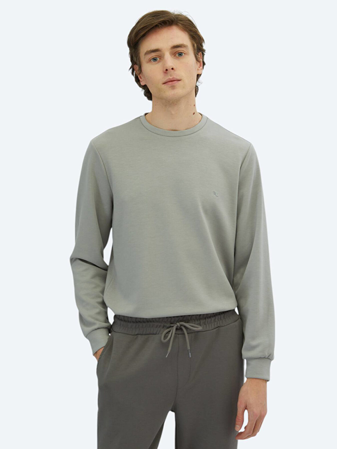 Gri Bisiklet Yaka Sweatshırt