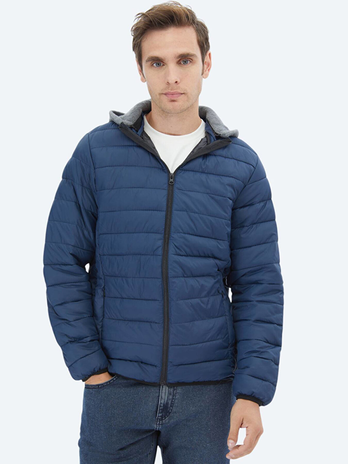 Lacivert Regular Fit Casual Dokuma Mont