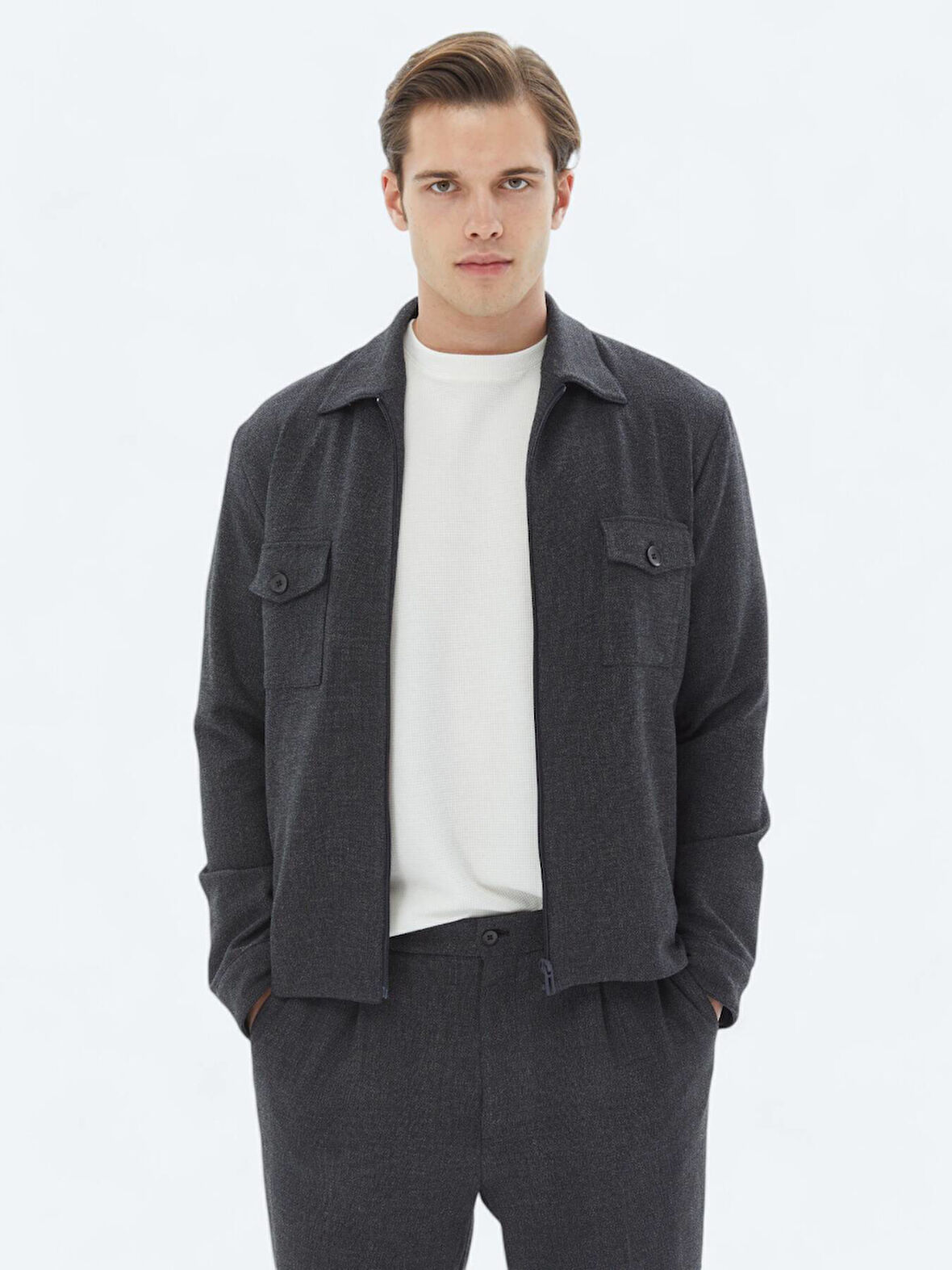 Antrasit Mikro Modern Fit Takım Elbise