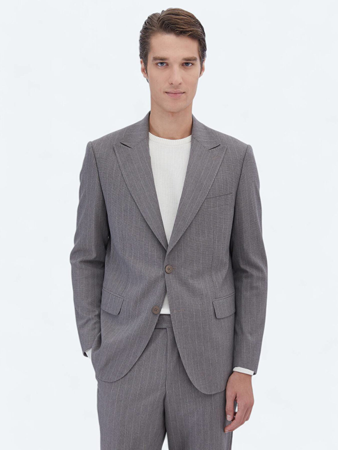Vizon Çizgili Comfort Fit Takım Elbise