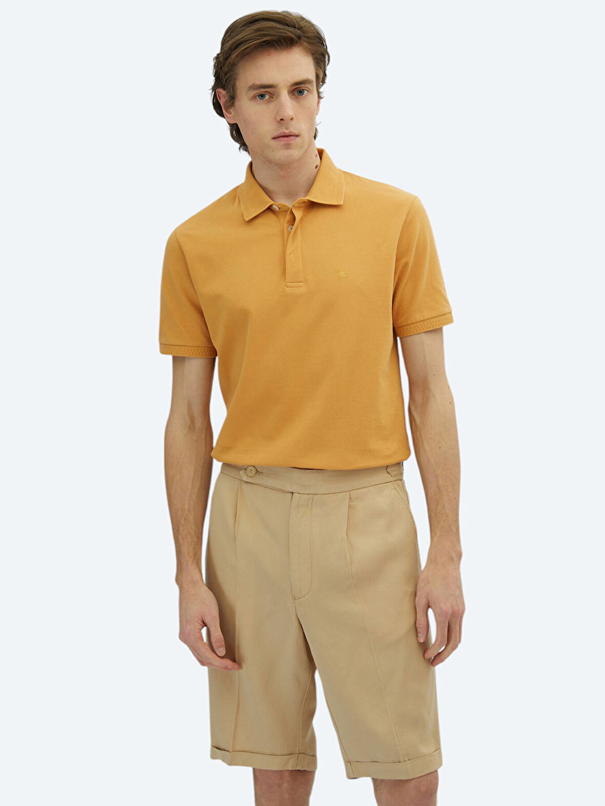 Safran Düz Polo Yaka %100 Pamuk T-Shirt