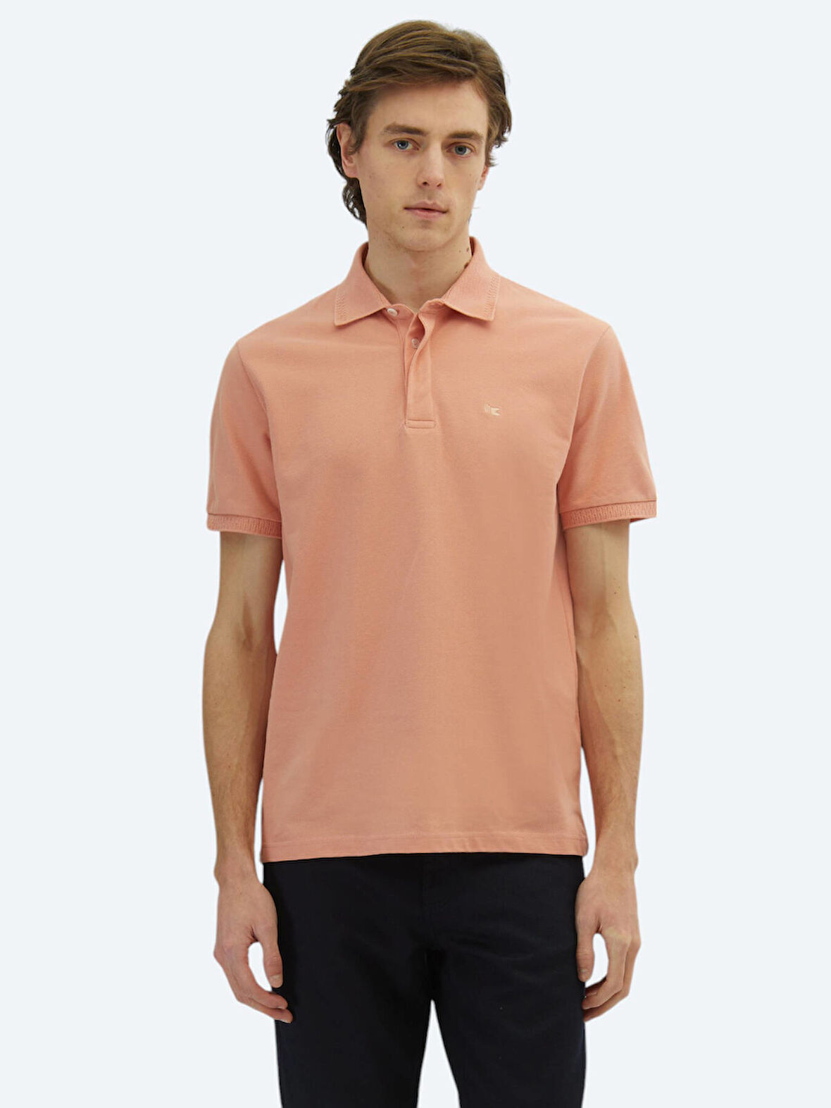 Somon Düz Polo Yaka %100 Pamuk T-Shirt