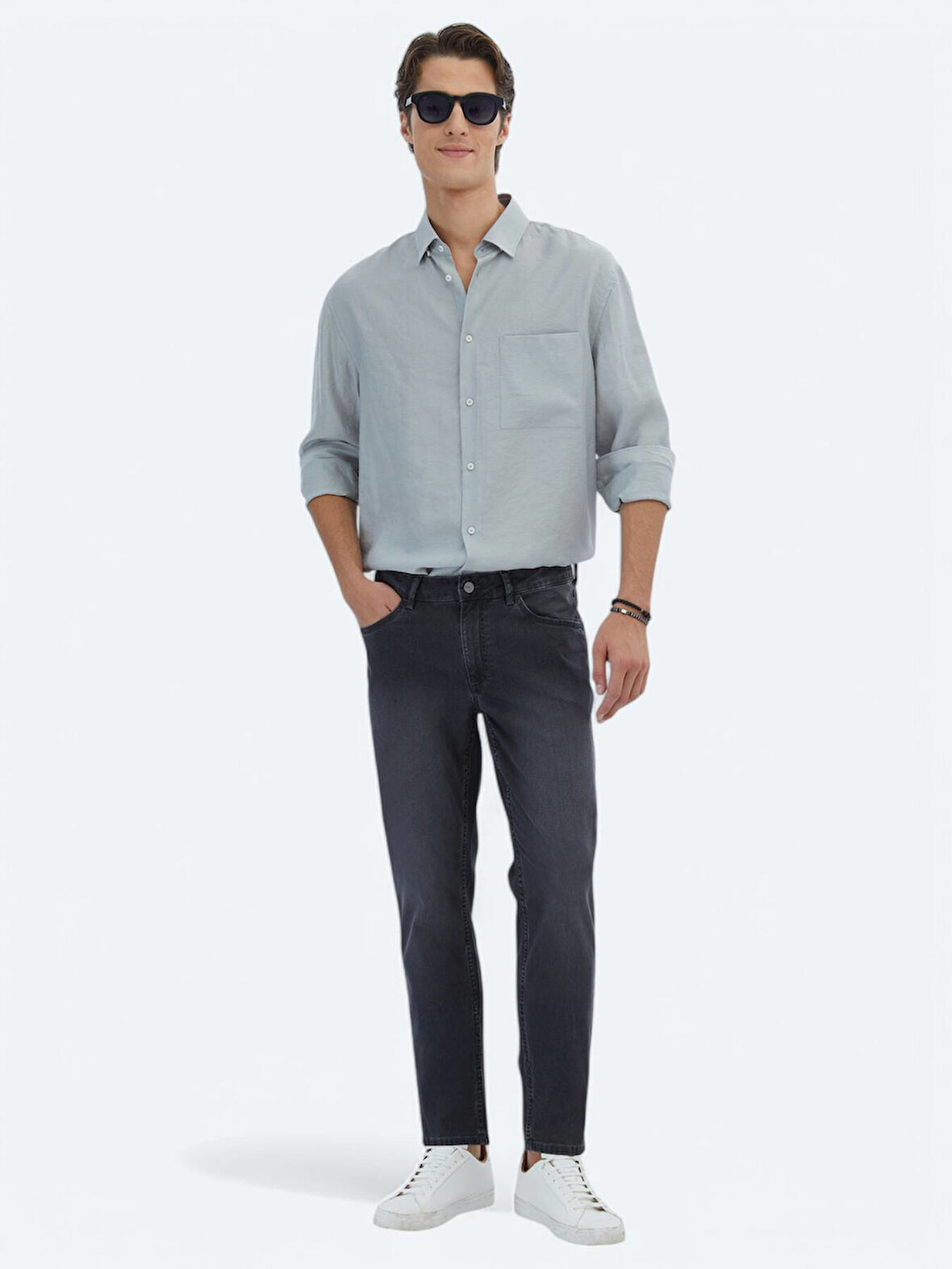 Antrasit Slim Fit Denim Pamuk Karışımlı Pantolon