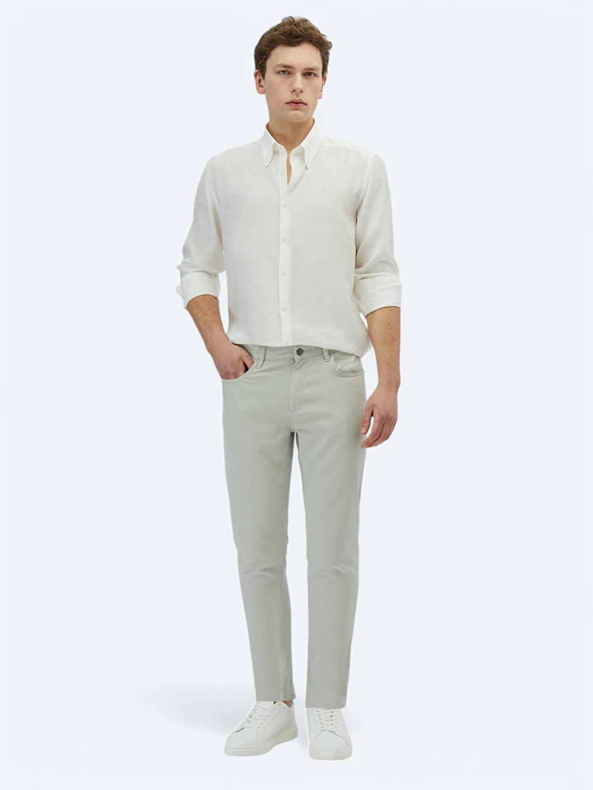 Taş Düz Dokuma Regular Fit Casual Pamuk Karışımlı Pantolon