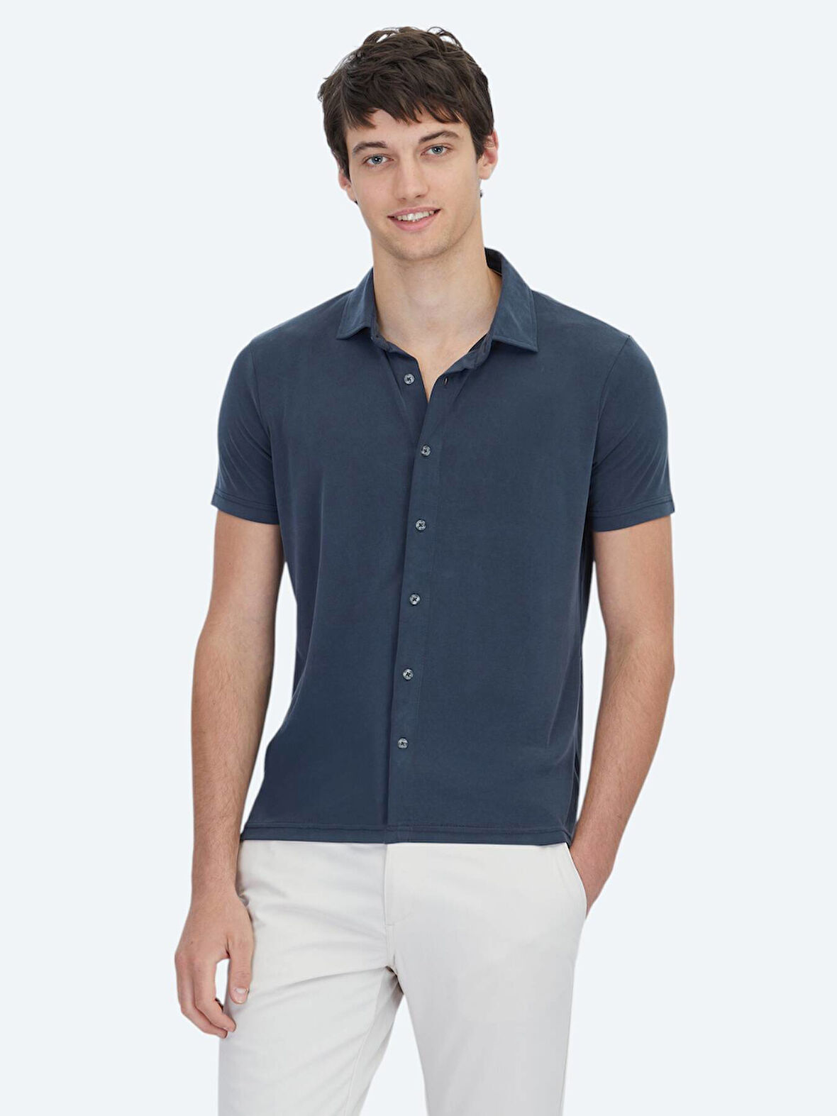 Antrasit Düz Regular Fit Casual Gömlek