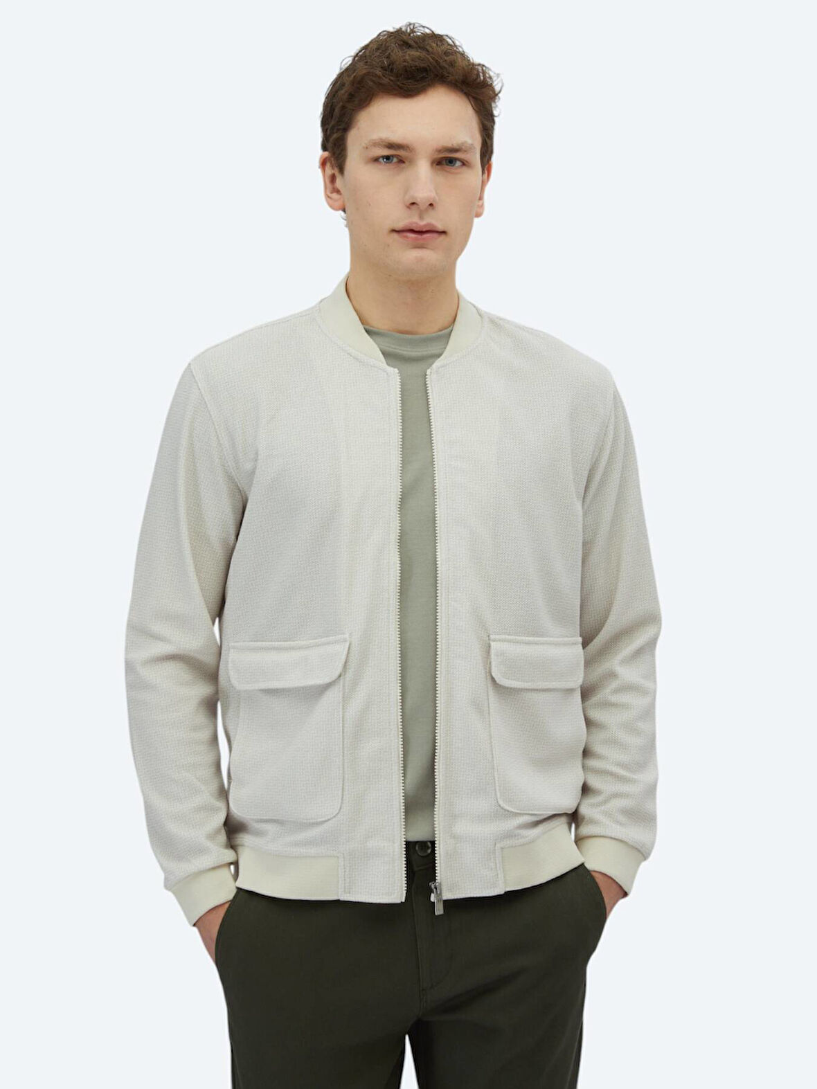 Bej Regular Fit Casual Örme Mont