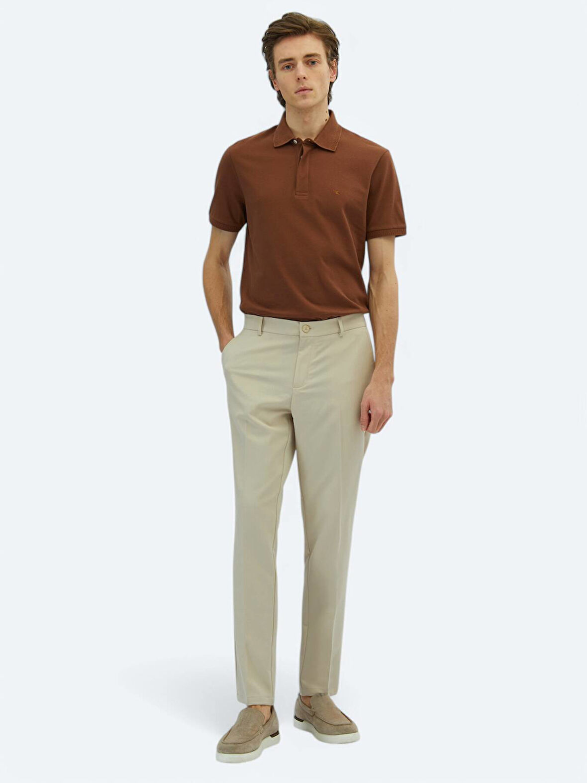 Ekru Dokuma Jogging Fit Casual Pantolon