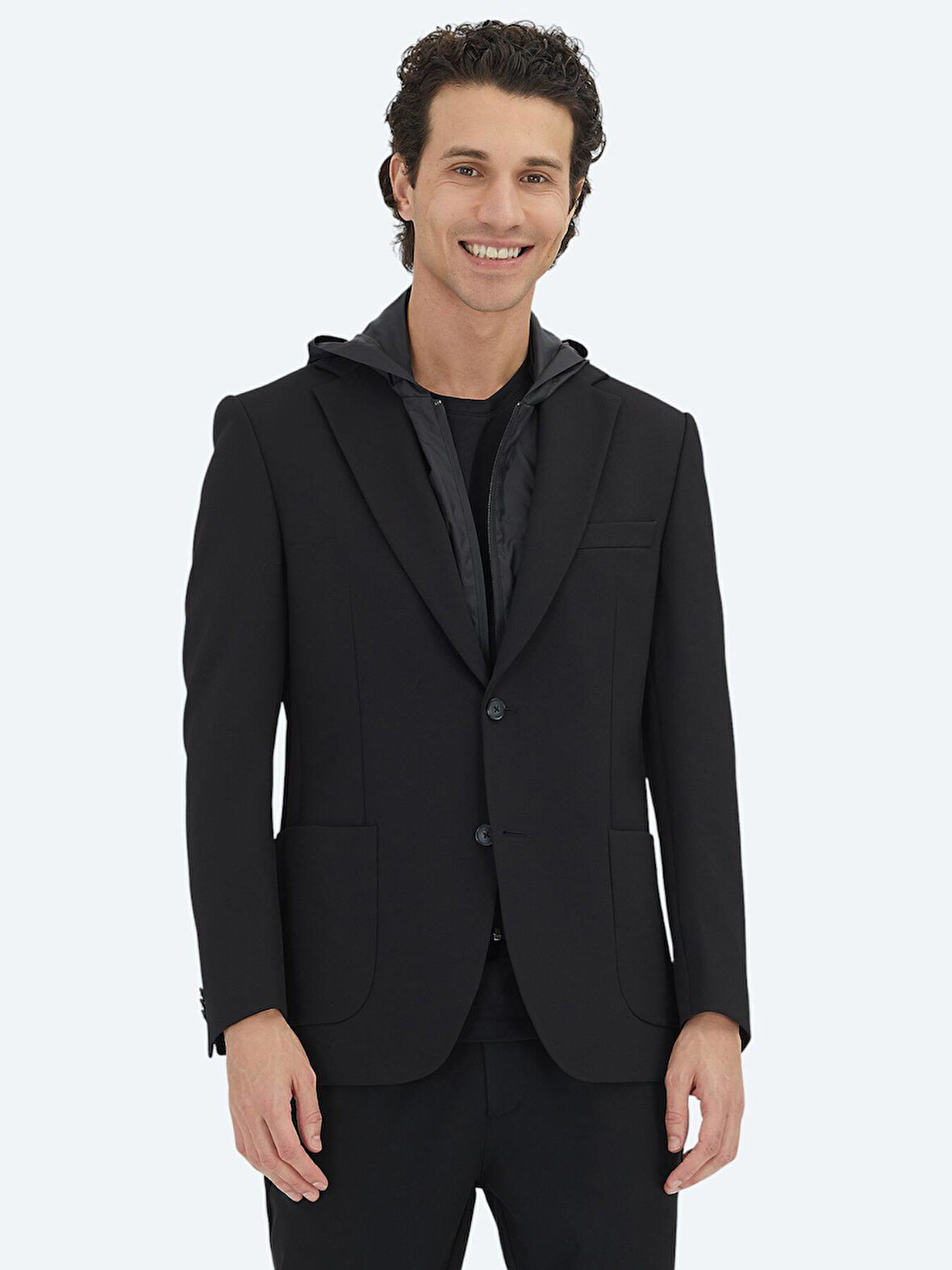 Siyah Düz Modern Fit Örme Ceket