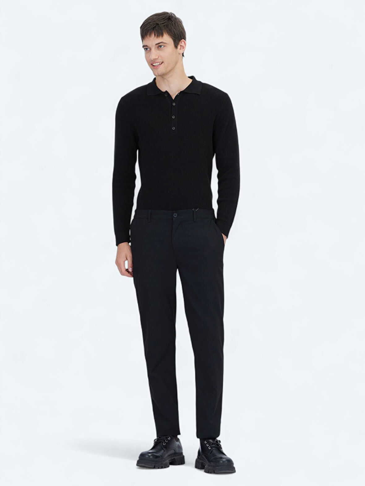 Siyah Dokuma Jogging Fit Casual Pantolon