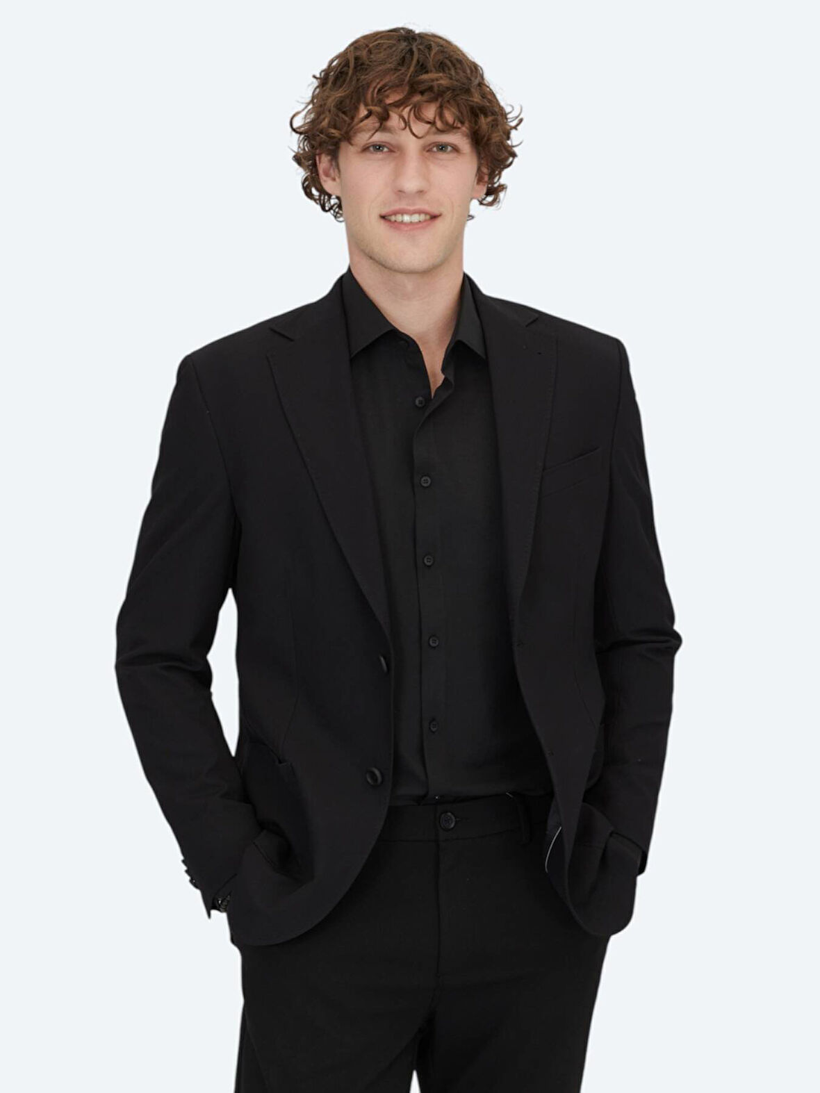 Siyah Desenli Modern Fit Ceket